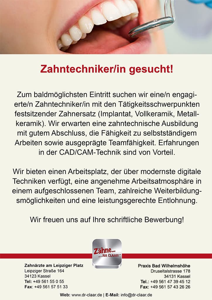 Zahntechniker im Dentallabor der Zahnarztpraxis Dres. Claar & Kollegen Kassel